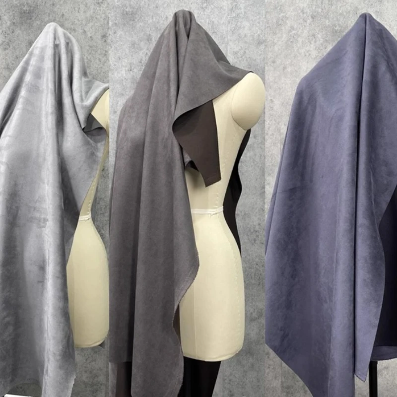 

Замшевая ткань, воздушный слой, темно-серая эластичная Плотная юбка, куртка, оптовая продажа, ткань «сделай сам», ткань для шитья, метры, полиэстер
