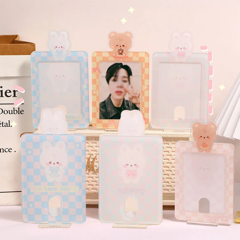 

3inch Cartoon Acrylic Card Display Stand Patch Sweet Card Sleeve Desktop Decor Photo Protection Photocard Frame Photo Holder