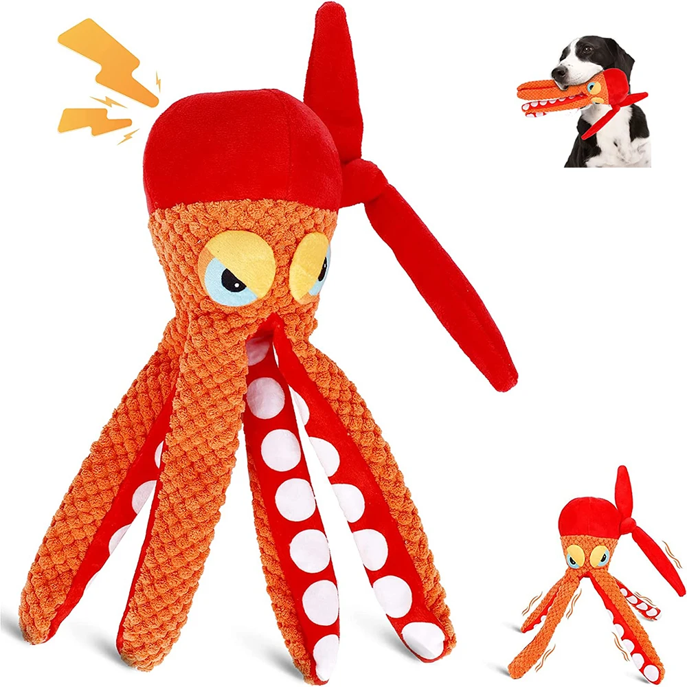 

Dog Toys PP Stuffing Squeaky Octopus Pet Toys IQ Training Dog Toys for Interactive Plush Dog Toys for Small Medium Large Dogs