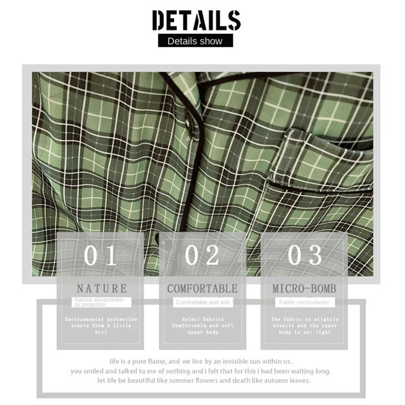 Кардиган женские пижамы брюки с длинными рукавами клетчатый домашний костюм