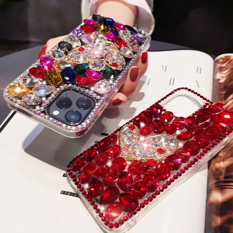 Crystal Diamond Phone Case For Samsung A72 A71 A52 A51 A42 A32 A91 A81 A70 A50 A41 A30 Jewelled Rhinestone Transparent Cover