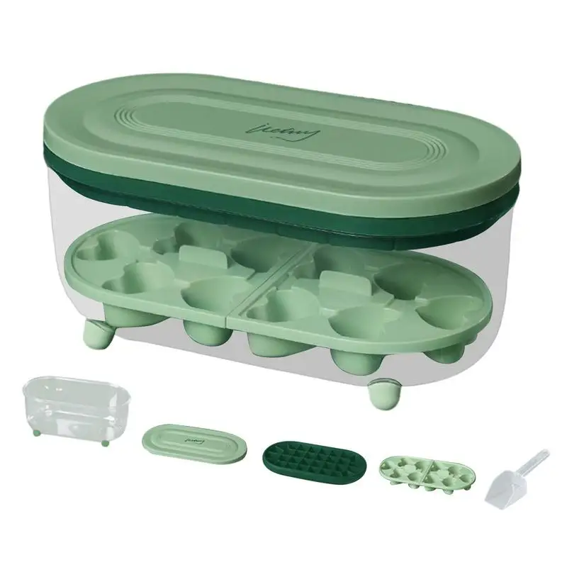 

Ice Cube Tray 32-grid Ice Cube Tray With Lid & Bin Stackable Ice Tray For Freezer With Easy Release Ice Mold Maker For Cocktails