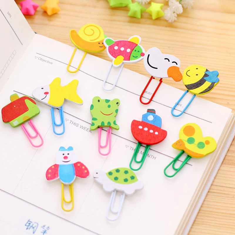 

12 Pieces/Set Cartoon Photo Wooden Paper Clips Painted Lovely Animal Paperclip