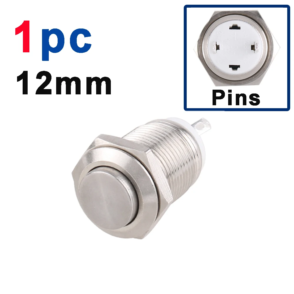 

12-миллиметровые кнопочные переключатели, электрическая водонепроницаемая, мгновенная, самосброс, металлическая, латунная Кнопка давления, 3 А, 250 В переменного тока, 2-контактный винтовой терминал