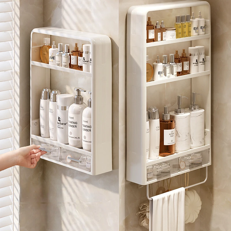 

Wall-mounted Multi-layer Basin Storage Shelves Punch-free Accessory Organizer Rack Cosmetic Bathroom Toilet Bathroom Wall