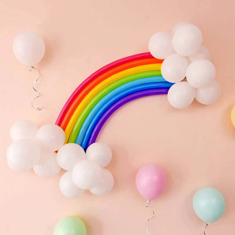 

28pcs Rainbow Balloon Pearl Latex Balloons Colorful Long Strip Balloons DIY Baby Shower Wedding Birthday Party Baby Decoration