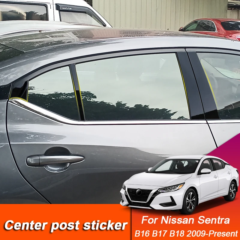 

8PCS Car Window Center Pillar Sticker For Nissan Sentra B16 B17 B18 2009-Present PVC Trim Anti-Scratch Film Auto Accessories