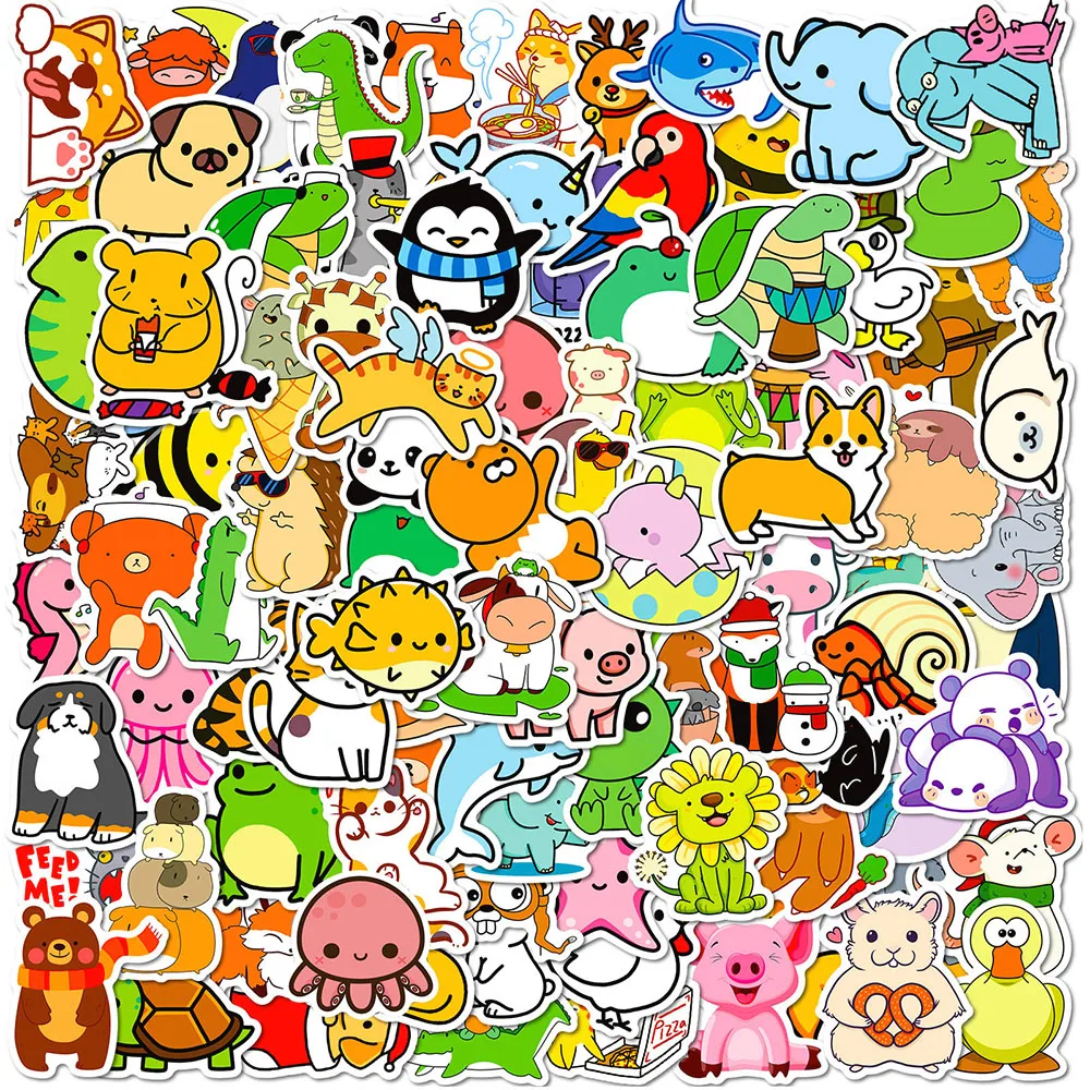 

50/100Pcs Cartoon Cute Animal Mix Graffiti Stickers Phone Luggage Laptop Scrapbooking Wall Guitar DIY Comics Sticker Party Gifts