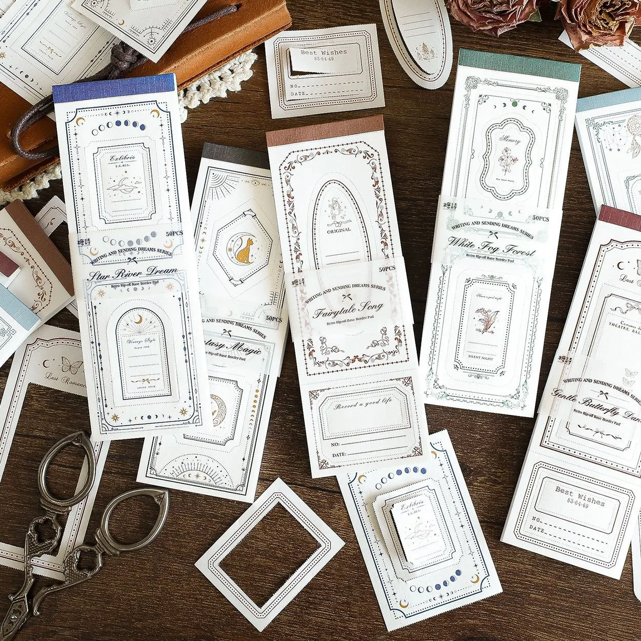 

Vintage Frame Texture Paper Hollow Die-cut Writable Paper Label Collection Memo Pad Junk Journal Scrapbooking School Stationery
