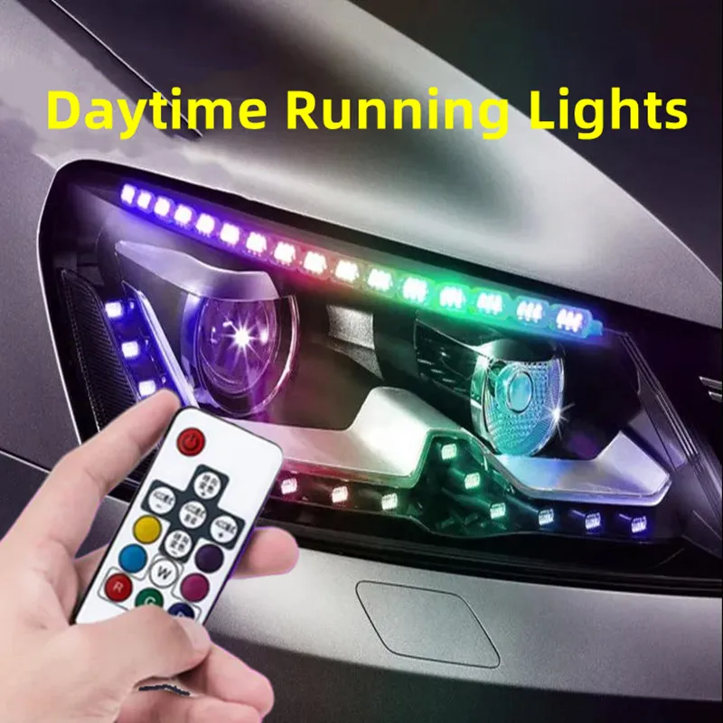 

2pcs DRL Flexible Crystal LED Strip Daytime Running Lights Turn Signal Flowing Car Auto Front Headlamp 16led Colorful/Amber