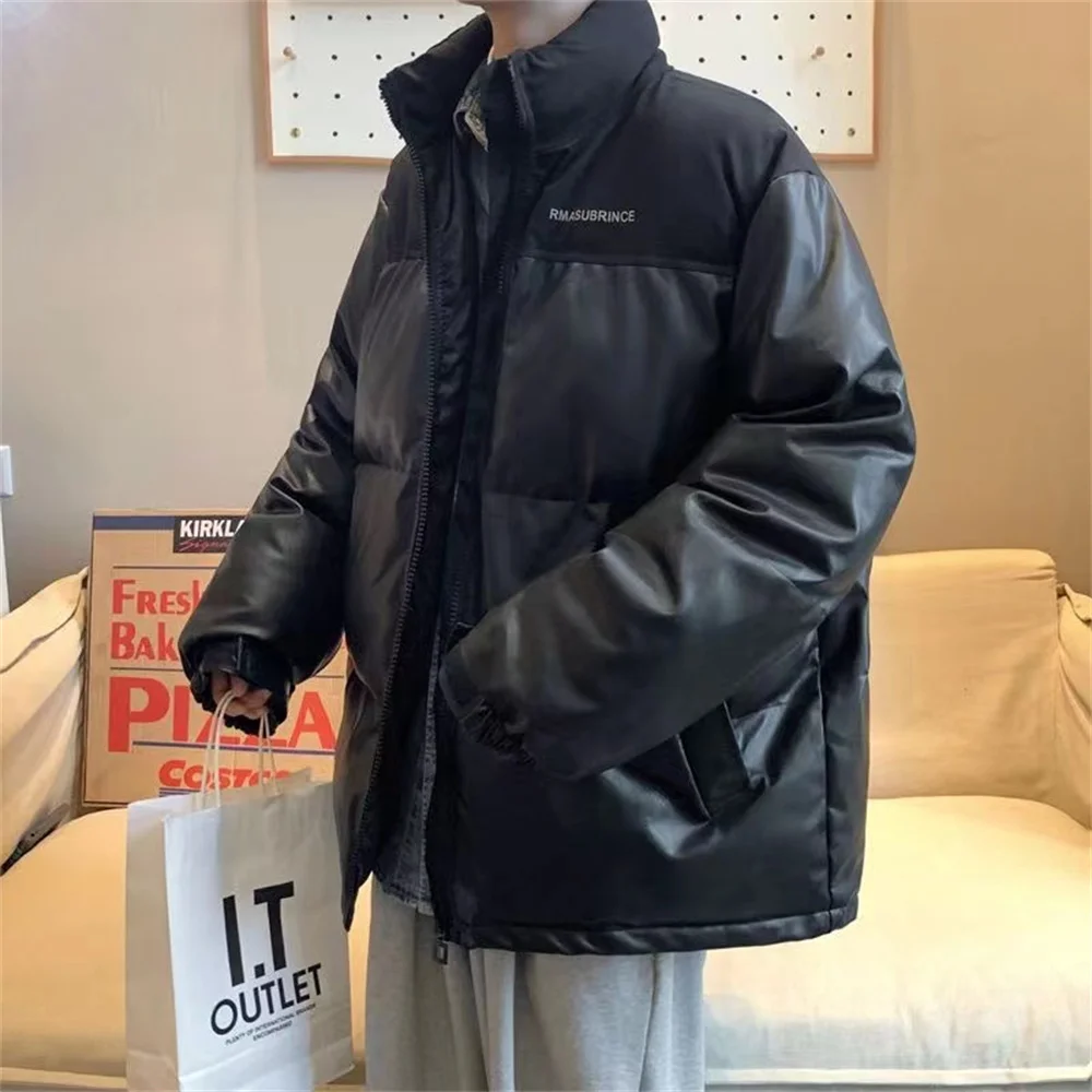 

Мужская Утепленная куртка с воротником-стойкой, из искусственной кожи, с хлопковой подкладкой, Осень-зима