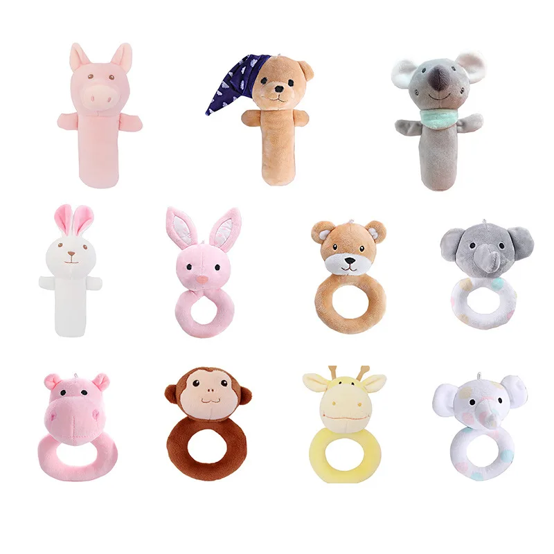 

Newborn Baby Rattles Cartoon Animal Hand Bell Rattle Soft Plush Rattle Mobiles Baby Toys 0-12 Months Infant Toddler Bebe Toys