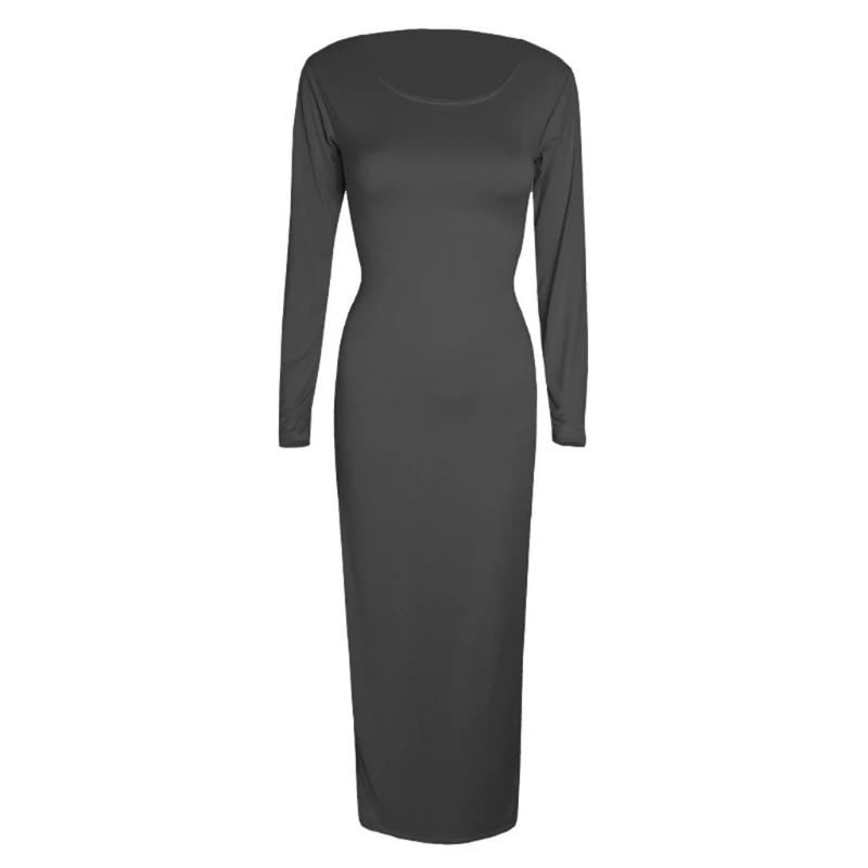 

Women's Traditional Muslim Abaya Dress Female Long Sleeve Sexy Robe Solid Color High-Elastic for Party
