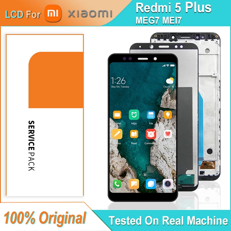 ЖК-дисплей 5,99 дюймов для XIAOMI Redmi 5 Plus, ЖК-дисплей с сенсорным экраном и дигитайзером в сборе для Redmi 5 Plus, MEG7, MEI7, ЖК-экран