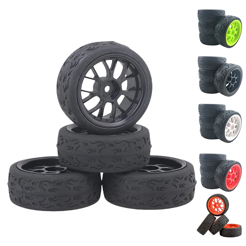 

4PCS 12Mm Hex 66Mm RC Car Rubber Tires Wheel Rim For 1/10 Model Flat Running,Drifting,Big Foot Waiting For Tires