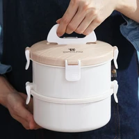 stainless thermo insulated thermal food container bento round lunch 2 layer portable food container steel box lunchbox for kids