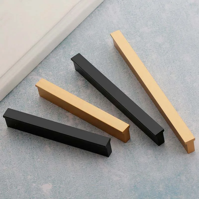 

Modern Minimalist T-shaped Round Head Golden Cabinet Door Handle Black Aluminum Alloy Extended Wardrobe Door Handle Drawer Knobs