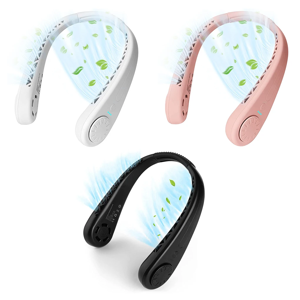 

Mini Neck Hanging Fan 5W USB Rechargeable 3 Gears Adjustable Cooling Fan Personal Portable Bladeless Summer Air Cooler
