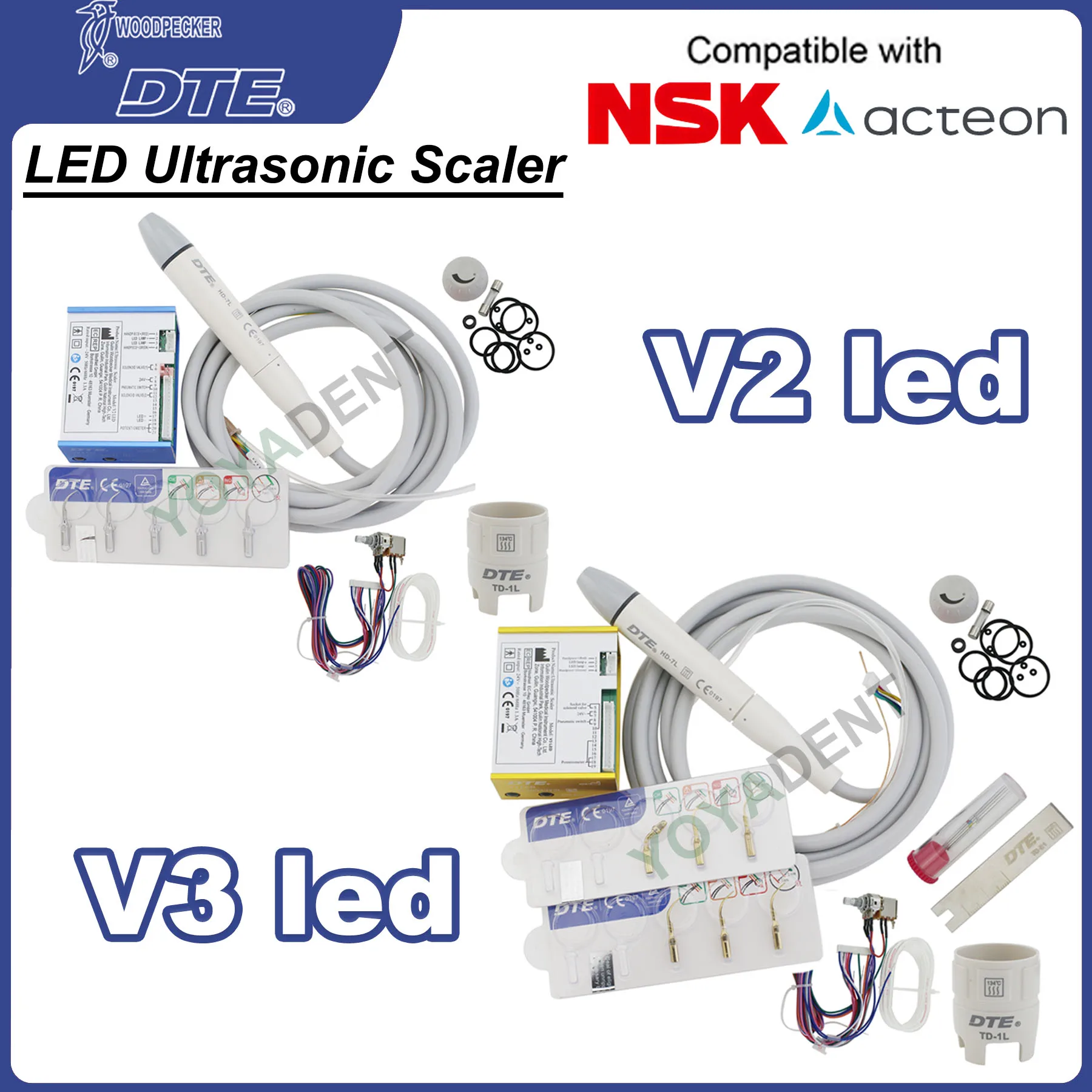 Фото Стоматологический ультразвуковой скалер Woodpecker DTE DTE V2-LED Ручка скалера HD-7L подходит для NSK SATELEC ACTEON №1