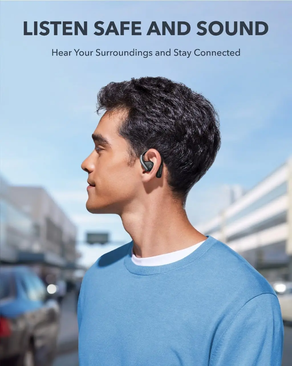 Фото Наушники Soundcore by Anker AeroFit с открытым ухом, Bluetooth, водонепроницаемые (IPX7), для спорта, глубокий бас, 42 часа работы, для бега и фитнеса №3