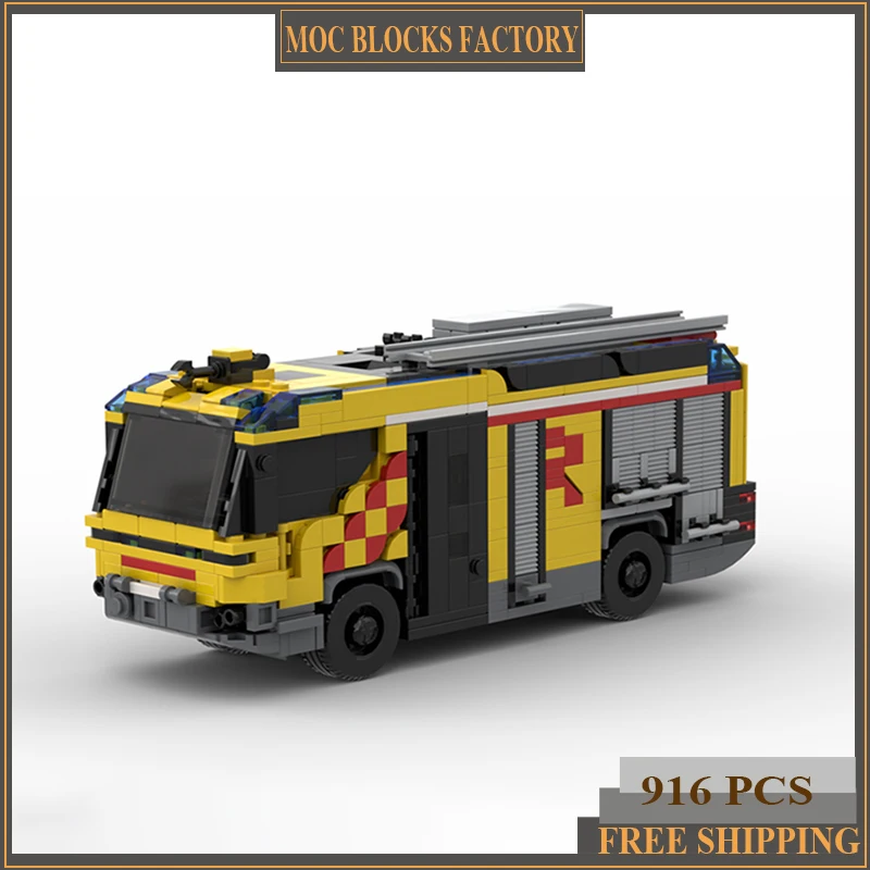 Конструктор Moc серии автомобилей Берлин Дубай гибридный пожарный автомобиль