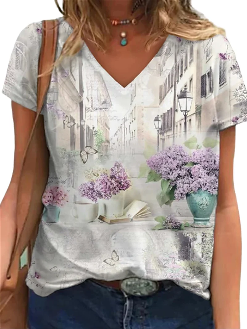 

New Summer Women's Short Sleeve T-Shirts Casual Butterfly Tops Street Style Shirt Loose Plus Size Clothes 5XL