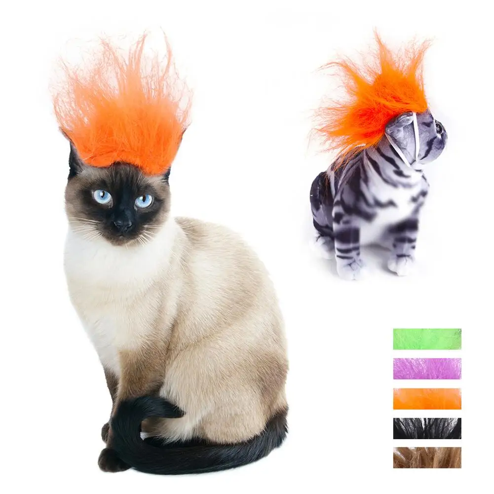 

Pets Cosplay Clothes Cute Halloween Wig Dress Up Hair Funny Headdress With Elastic Band Hair Accessories For Cats Dogs Decorate