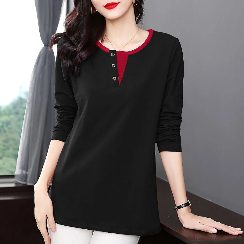 

Spring New Fashion T Shirt Woman O Neck Long Sleeve T-shirt Woman Korean Style Shirt Women Shirts X72163