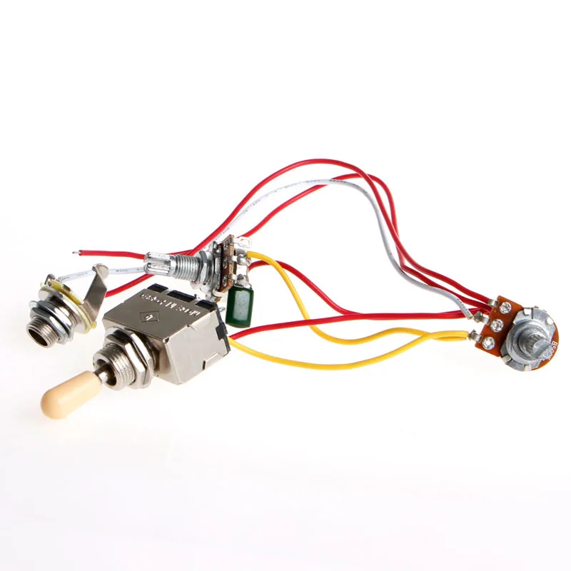 

New Guitar Wiring Harness 3 Way Toggle Switch 1V1T 500k Volume Tone Jack for LP