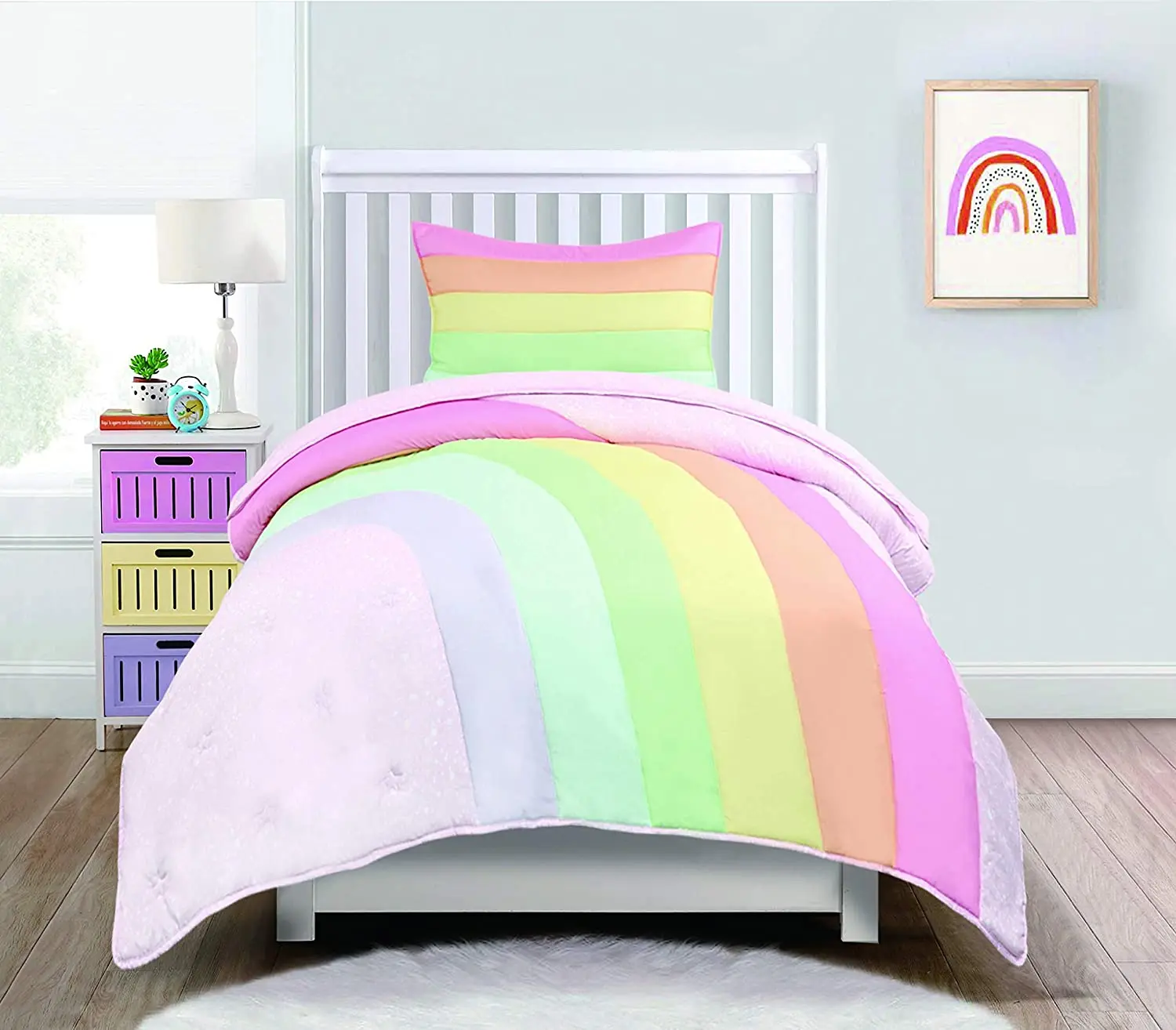 

2 Piece Rainbow Quilt Set Twin Multicolor