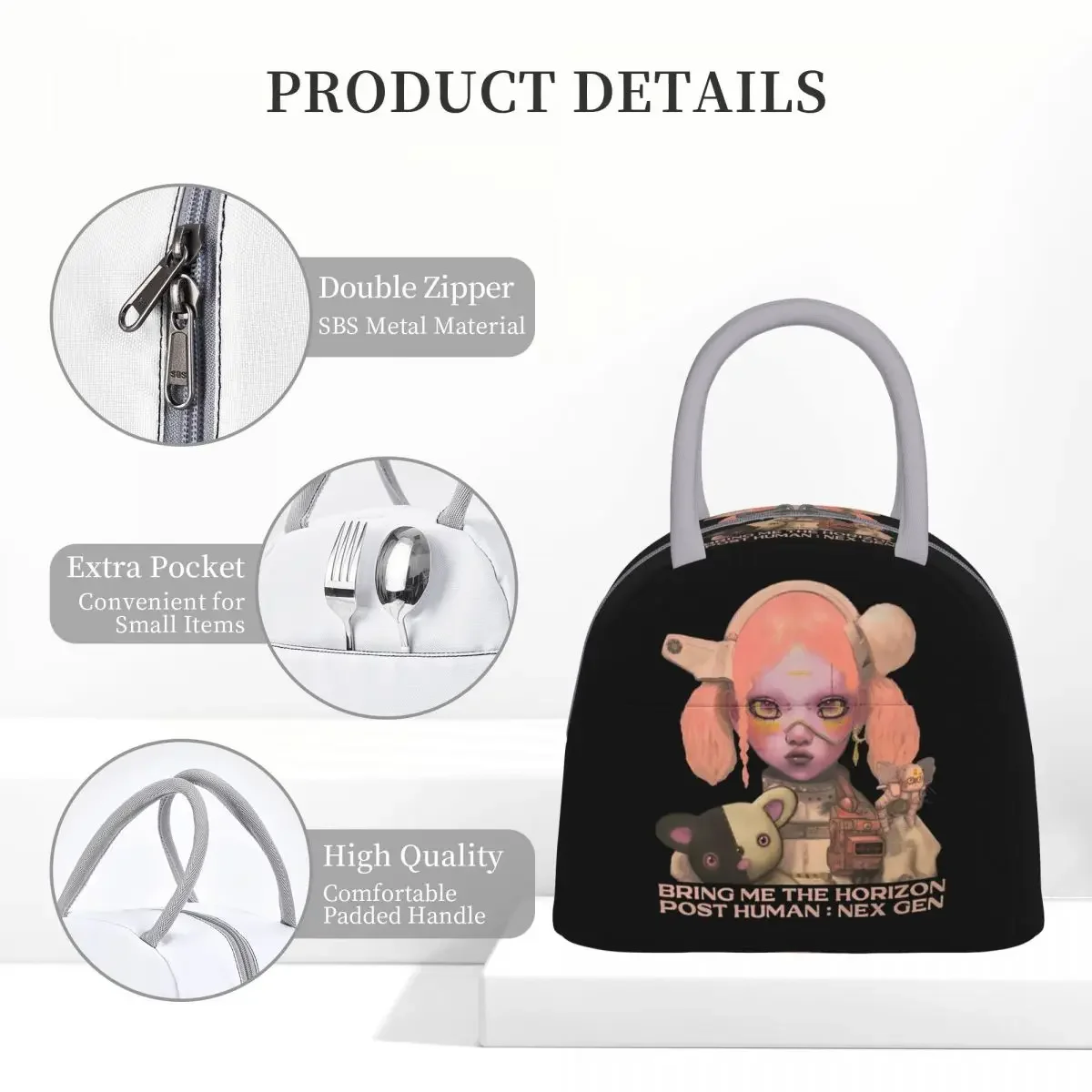 Изолированная сумка для ланча Rock POST HUMAN NeX GEn BMTH Horizon Band Merch школьный контейнер