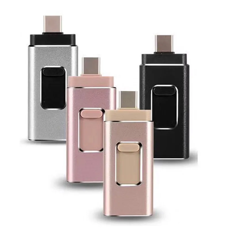 

High Speed 4 in 1 OTG USB Flash Drive 2.0 3.0 For Android Cell Phone Micro USB Type C Iphone Lightning 32GB 64GB 128GB