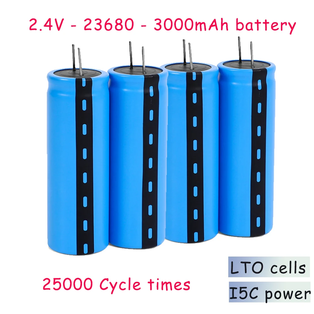 

Литиевая батарея 2,4 в 3000 мАч LTO 23680, батарея титаната 15C, аккумуляторные батареи для низких температур, 25000 циклов