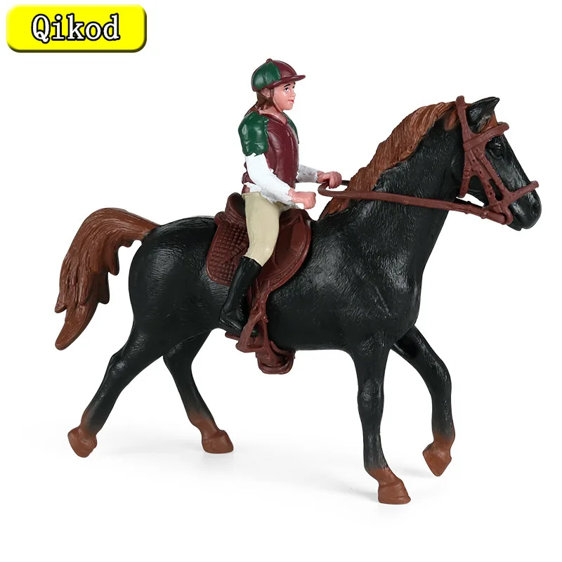 

Simulated Animal Horse Action Model Horseback Riding Race Hollo Animal Figurine Children's Educational Toys Boy Collecting Gifts