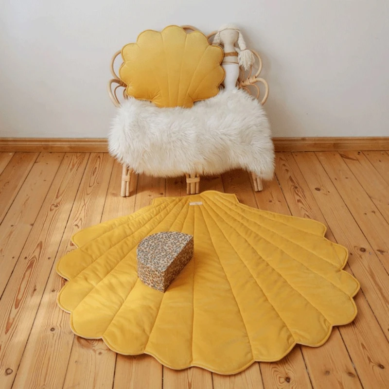 

Newborn Baby Cotton Crawling Carpet Blanket for shell Shape Crawling for Play Mat Rug Kid Children Room Decor A2UB