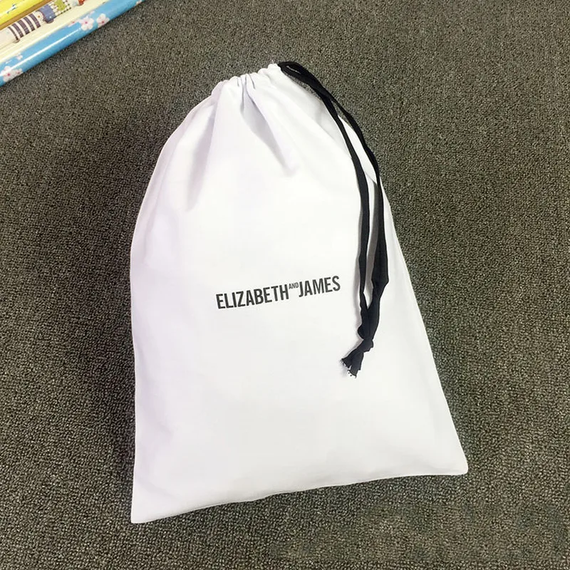 100% Cotton Jewelry Packaging Ribbon White Drawstring Bag for Wedding Favor Bags Personalized Custom Logo Chic Small Pouch 50pcs