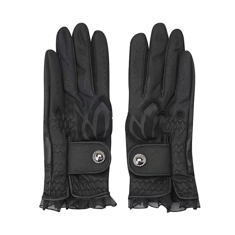 New Golf Ladies Leather Non-slip Sun Protection Gloves Microfiber Cloth Gloves