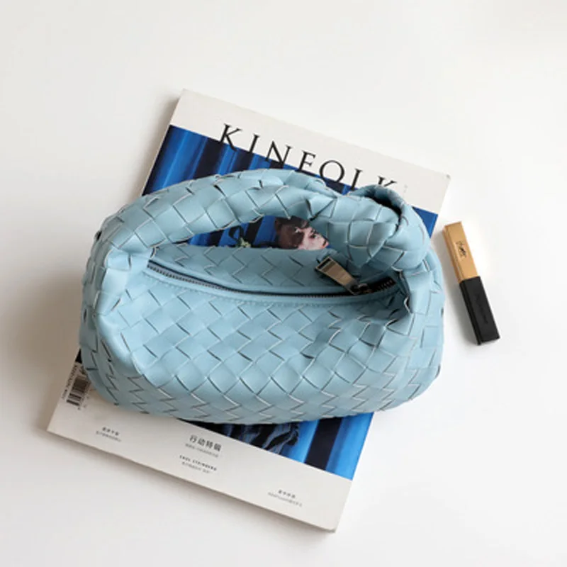 

2022 New Arrival Genuine Leather Handmade Weaving Bags High Quality Women Tote Bag Lady Fashion Knotted Handle Casual Handbags