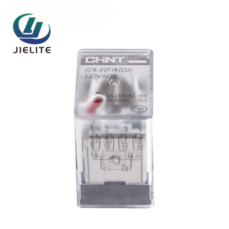 Фото Реле мощности JZX-22F(D)/4Z, 3А, 220В переменного тока, с индикатором, 14 контактов, защита от перегрузки, электрическое реле, компонент для генератора. №5