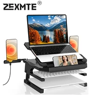 zexmte foldable laptop stand for desk two layer adjustable desktop computer support bracket holder cooling laptops accessories