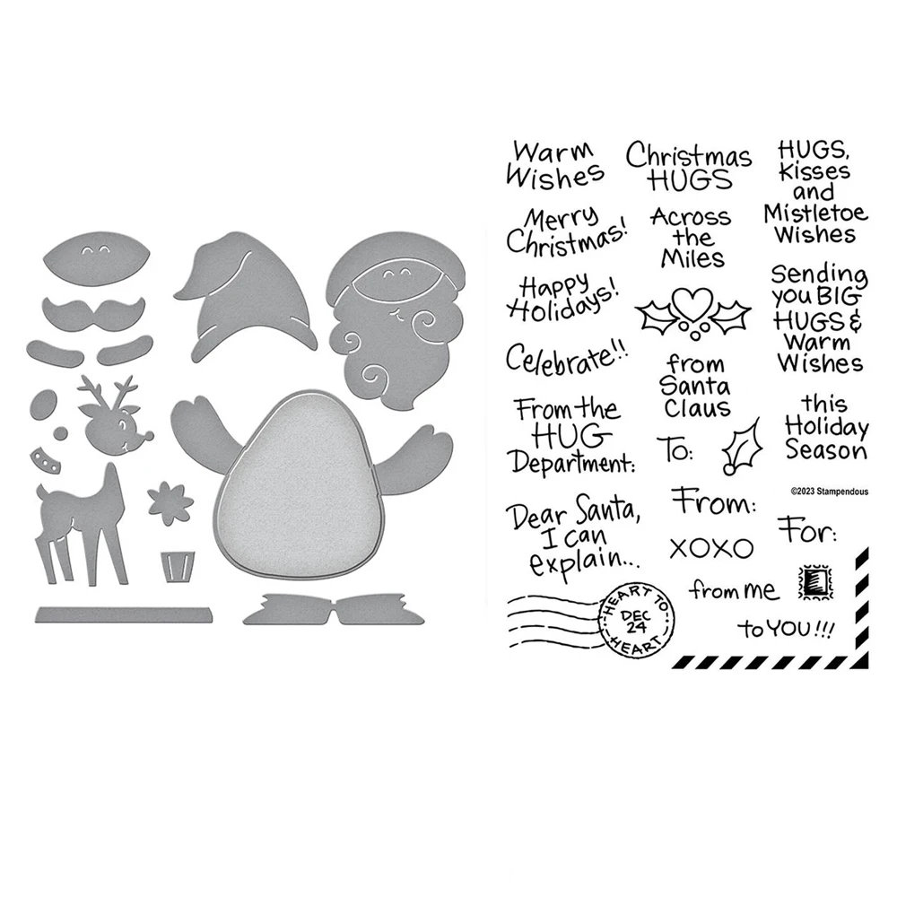 

Прозрачные штампы и металлические Вырубные штампы Санта-Клауса, рождественские праздничные обнимашки с оленями, вырезанные штампы для скрапбукинга своими руками изготовление бумажных карточек 25