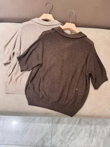 Женская элегантная однотонная льняная блузка-поло с короткими рукавами