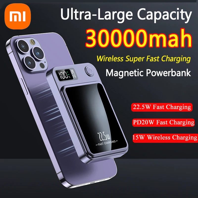 

Xiaomi 30000mAh Magnetic Power Bank 22.5W Wireless Fast Charging Powerbank For Xiaomi IPhone 14 Samsung Huawei Magnetic Charger
