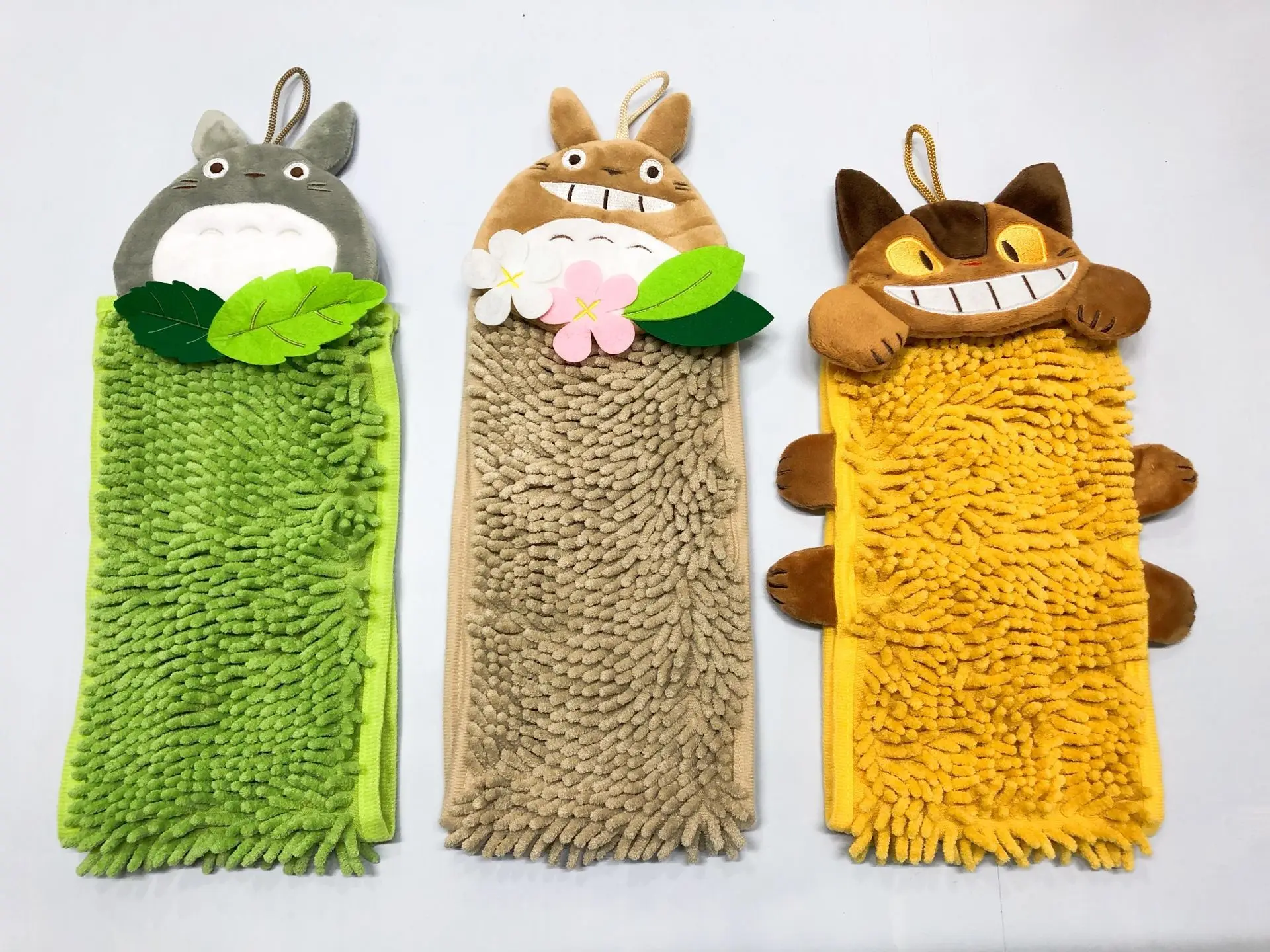 Милое полотенце для рук Totoro с вешалкой кухонная тряпка мытья посуды подвесное