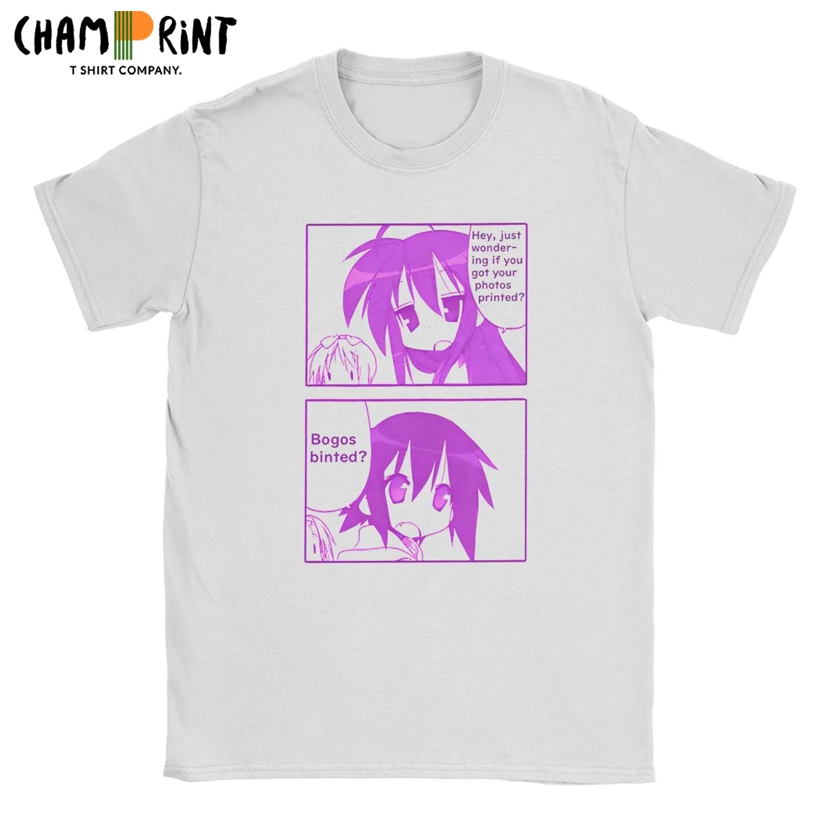 Фото Awesome Bogos Binted Lucky Star Манга футболки мужские хлопковые футболки с круглым вырезом футболка с короткими рукавами одежда с принтом №1