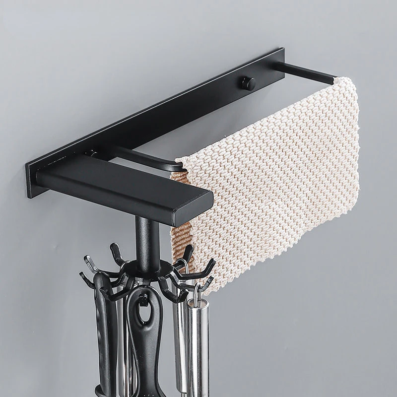 

Держатель для полотенец, кухонные аксессуары, алюминиевая Антикоррозийная настенная стойка для кухонной утвари, полка-органайзер с вращаю...