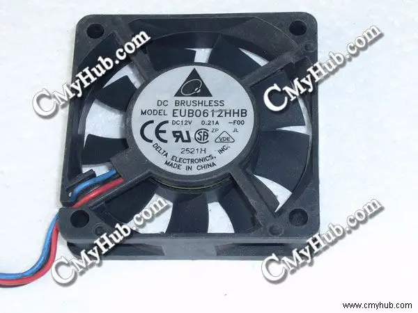 

For Delta Electronics EUB0612HHB F00 DC12V 0.21A 6015 6CM 60mm 60X60X15mm 60*60*15mm 3Pin 3Wire PC Computer Chipset Cooling Fan