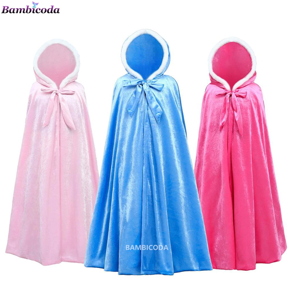Warm Cloak Gold Velvet Girl Princess Dress Style Beauty and the Beast Cape Outdoor Cosplay Baptism Kid Clothes Kid Dress