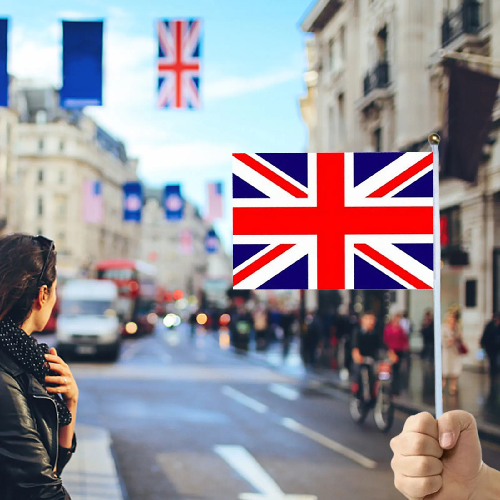 

10Pcs British Stick Flags 14x21cm/8.3x5.5inch Handheld UK Stick Flags Polyester Vivid Color & U V Fade Resistant For