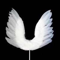 1 pcs white black angel wings feather cake topper diy birthday wedding party christmas cake decoration topper accessories